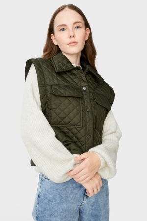 Casaco C&A Clockhouse Acolchoado Gilet Feminino Verdes Escuro | 08123KMUX