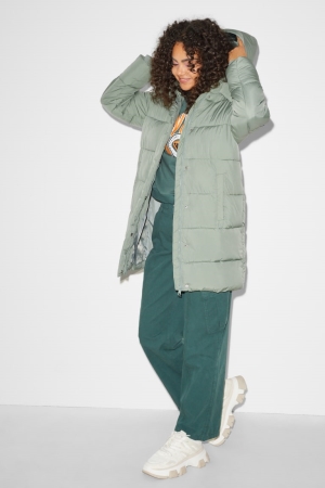 Casaco C&A Clockhouse Acolchoado With Hood Recycled Feminino Menta Verdes | 40789QXCO