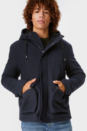 Casaco C&A Clockhouse With Hood Masculino Azuis Escuro | 36508ROJH