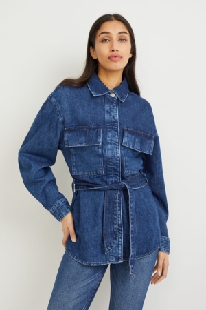 Casaco C&A Denim Feminino Azuis | 46579FCNT