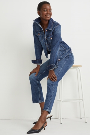 Casaco C&A Denim Lycra® With Recycled Algodão Feminino Azuis | 52870IMBL