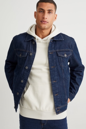 Casaco C&A Denim Masculino Azuis Azuis Escuro | 25610ELQJ