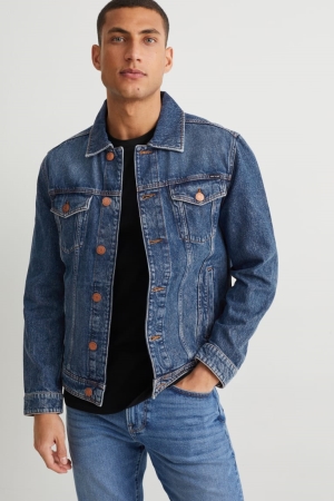 Casaco C&A Denim Recycled Masculino Azuis | 05793UDXJ