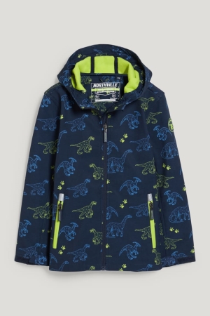 Casaco C&A Dinosaur Softshell With Hood Menina Azuis Escuro | 98572AFHE