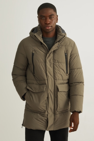 Casaco C&A Parka With Hood Masculino Verdes Escuro | 49852GUXL