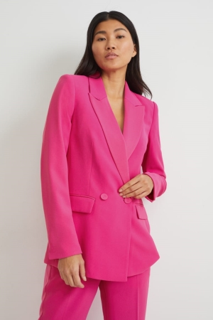 Casaco C&A Regular Fit Recycled Feminino Rosa | 80495MARI