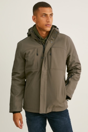 Casaco C&A Softshell With Hood Masculino Caqui | 98530DKFW