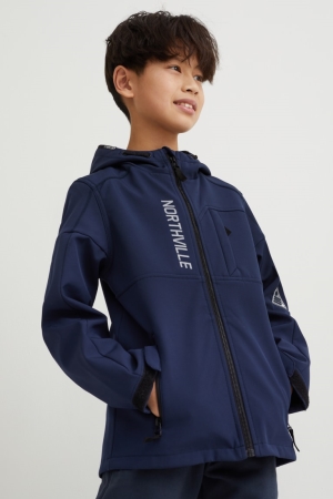 Casaco C&A Softshell With Hood Menina Azuis Escuro | 01869OSXQ