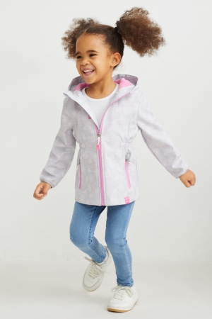 Casaco C&A Softshell With Hood Patterned Menina Luz Cinzentas | 07896CODH