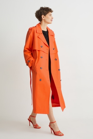 Casaco C&A Trench Feminino Laranja Escuro | 37961TGNA