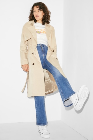 Casacos C&A Clockhouse Trench Feminino Bege | 59472RJOV