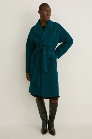 Casacos C&A Coat Feminino Verdes Escuro | 02134GTQO