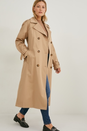 Casacos C&A Trench Feminino Cinzentas Marrom | 21379UDNZ