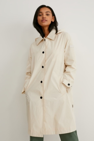 Casacos C&A Trench With Hood Bionic-finish®eco Feminino Creme | 06217WVUT