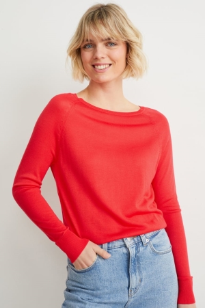 Jumpers C&A Basic Lenzing™ Ecovero™ Feminino Vermelhas | 59476MINV