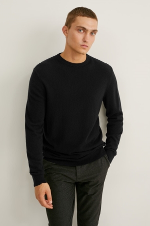 Jumpers C&A Cashmere Masculino Pretas | 86524XANP