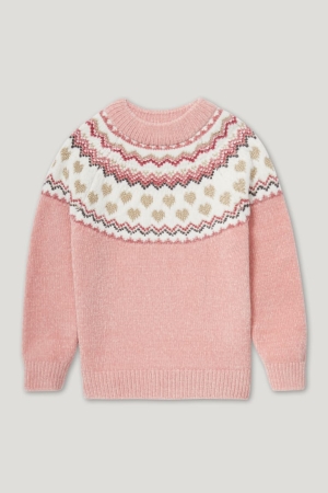 Jumpers C&A Chenille Recycled Shiny Menina Rosa | 81752RMVZ