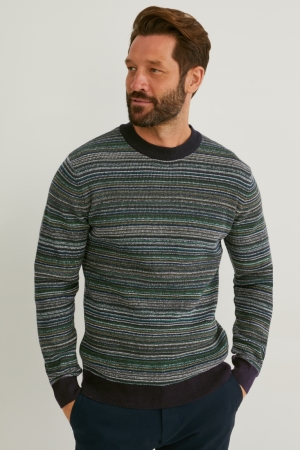 Jumpers C&A Listrado Masculino Verdes | 29475CBVY