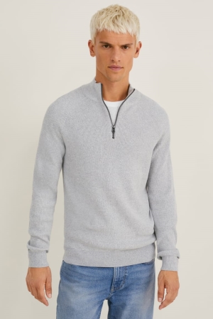 Jumpers C&A Masculino Luz Cinzentas | 43198BPGT