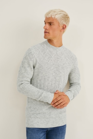 Jumpers C&A Masculino Luz Cinzentas | 91058JBQW