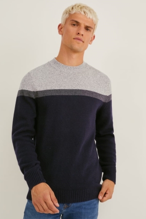 Jumpers C&A Masculino Pretas Cinzentas | 34876BKUM