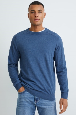 Jumpers C&A Organic Algodão Masculino Azuis Escuro | 04512YISC