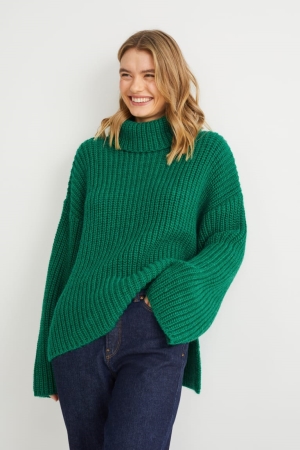 Jumpers C&A Polo Neck Feminino Verdes | 76801OBEW