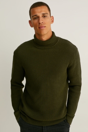 Jumpers C&A Polo Neck Masculino Caqui | 38974AGKR