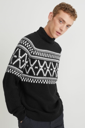 Jumpers C&A Polo Neck Masculino Pretas | 41062CNYB