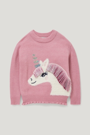 Jumpers C&A Unicorn Recycled Menina Rosa Escuro | 69851BZTG