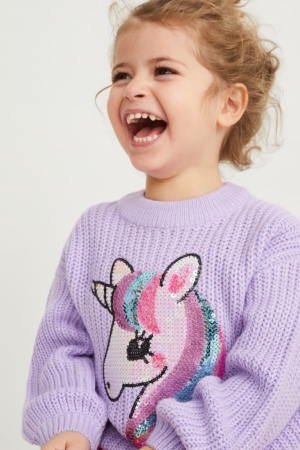 Jumpers C&A Unicorn Shiny Menina Luz Roxo | 54792XFKB