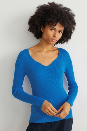 Jumpers C&A With Lenzing™ Ecovero™ Feminino Azuis | 98307AQBY