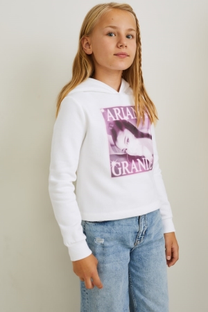 Moletom Com Capuz C&A Ariana Grande Menina Branco | 31024PWMD