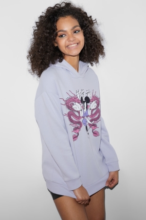 Moletom Com Capuz C&A Clockhouse Mickey Mouse Feminino Luz Roxo | 23984TIVE