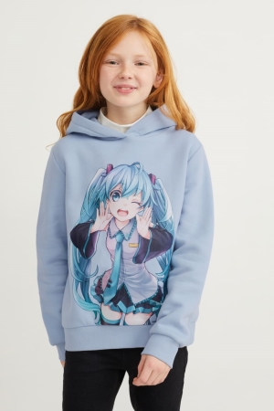 Moletom Com Capuz C&A Hatsune Miku Menina Luz Azuis | 91764CNBF