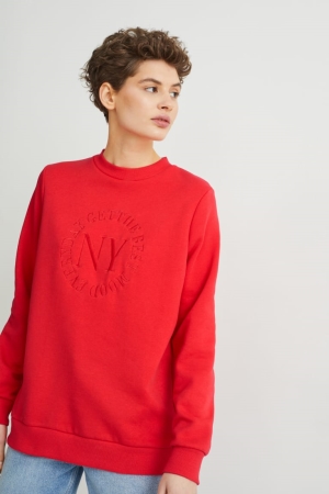 Moletom Com Capuz C&A Long Sleeve Feminino Vermelhas | 20539VGDR