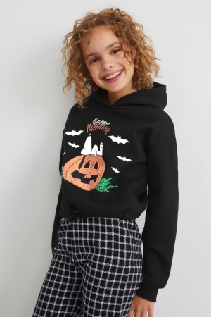 Moletom Com Capuz C&A Snoopy Halloween Menina Pretas | 61859JLGF