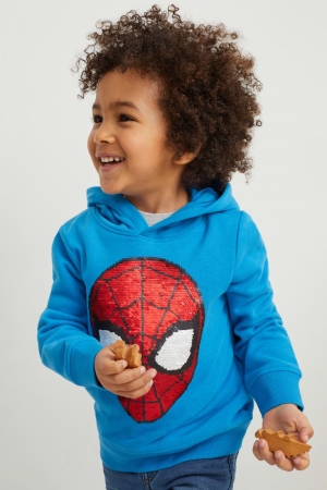 Moletom Com Capuz C&A Spider-man Shiny Menina Azuis | 47352HWYI