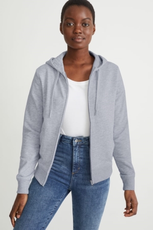 Moletons C&A Basic Zip-through With Hood With Organic Algodão Feminino Luz Cinzentas | 28049YJGE