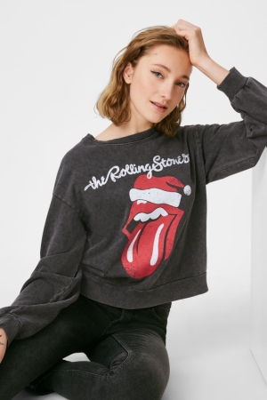 Moletons C&A Clockhouse Christmas The Rolling Stones Feminino Cinzentas Escuro | 97524ERAW