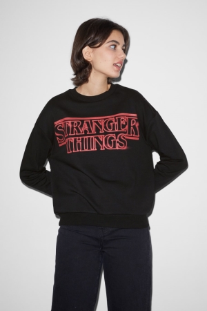 Moletons C&A Clockhouse Stranger Things Feminino Pretas | 30142FEKB