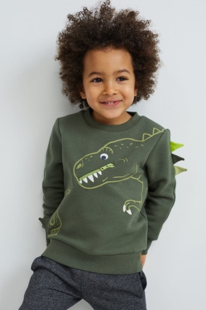 Moletons C&A Dinosaur Menina Verdes Escuro | 40628UIBH