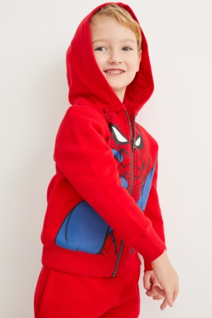 Moletons C&A Spider-man Zip-through With Hood Menina Vermelhas | 26907HTRO