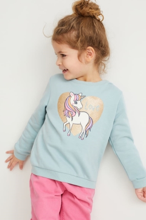 Moletons C&A Unicorn Menina Luz Azuis | 36192FURC