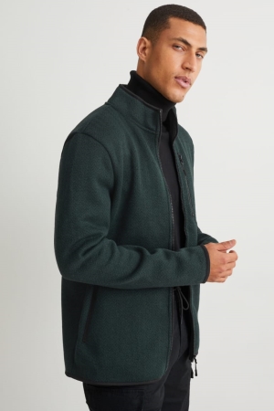 Moletons C&A Zip-through Masculino Verdes Escuro | 80723PMKT