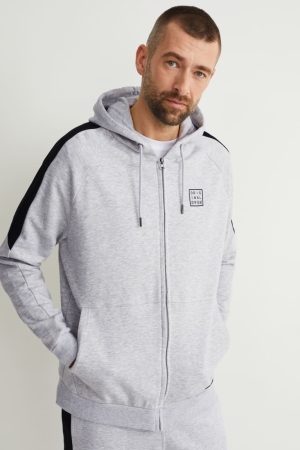 Moletons C&A Zip-through With Hood Masculino Luz Cinzentas | 71935JVXW