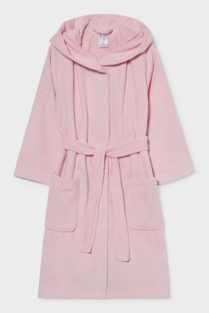 Roupa De Banho C&A Bathrobe With Hood Organic Algodão Menina Rosa | 45820EZUA