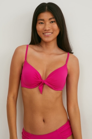 Roupa De Banho C&A Underwire Bikini Acolchoado Lycra® Xtra Life™ Feminino Rosa | 78451FIYW