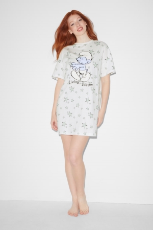 Roupa De Dormir C&A Clockhouse NightThe Smurfs Feminino Branco | 34196XUWI