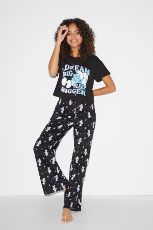 Roupa De Dormir C&A Clockhouse Pyjamas The Smurfs Feminino Pretas | 68107YURA